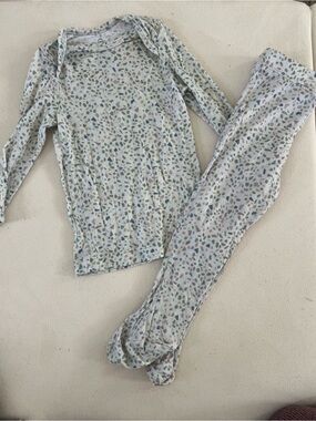 solly baby Cream Long-Sleeve Pajama Set with Blue, Green & Tan Speckles